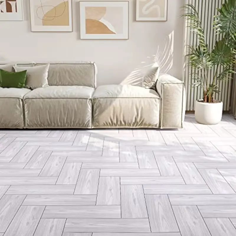 36pcs Luxury Vinyl Tiles White Wood Grain