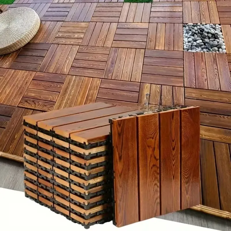 5pcs Outdoor Interlocking Wood Floor Tiles