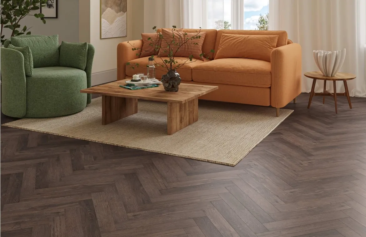 Accent Midnight Oak 2mm Herringbone LVT Flooring