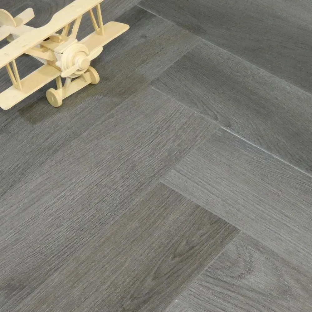 Calder Dark Grey Herringbone Parquet Flooring