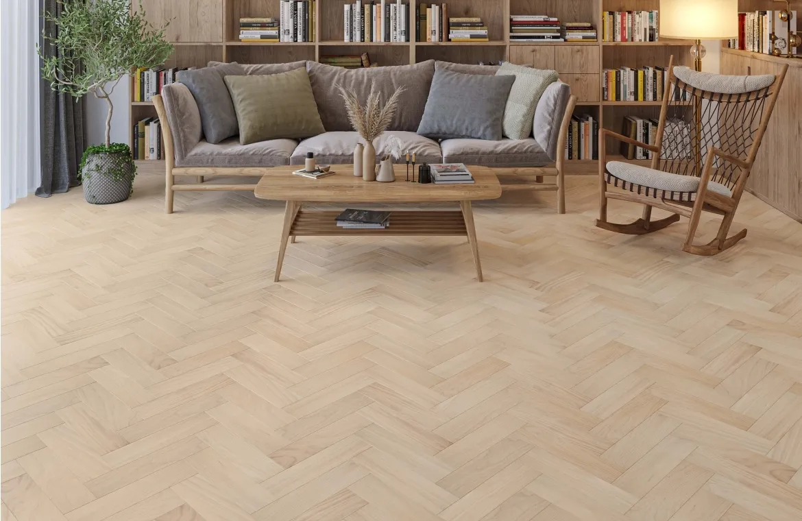 Painswick Biscuit Engineered Oak Herringbone Flooring